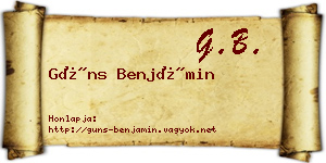 Güns Benjámin névjegykártya